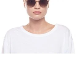 Le Specs Accessories Newfangle Metal Gold Rim With Khaki Lens Round Sunglasses