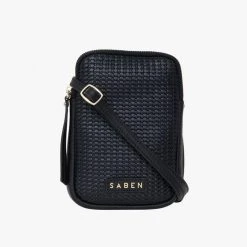 Saben Nikko Black Woven Leather Phone Sling Accessories