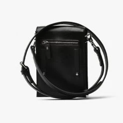 Stolen On Tour Black Leather Cross Body Phone Bag With Silver Hardware