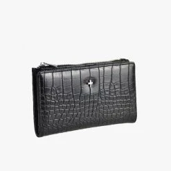 Peta + Jain Oscar Black Croc Vegan Leather Wallet Accessories