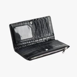 Peta + Jain Oscar Black Croc Vegan Leather Wallet Accessories