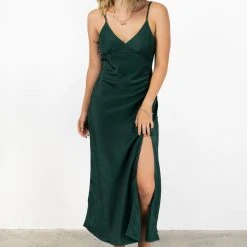 Among The Brave Otherworldly Forest Washer Satin Panel Bodice Bias Midi Dress Fashion