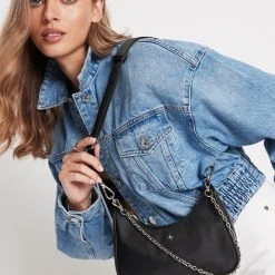 Peta + Jain Paloma Black Nylon Silver Hardware Crossbody Bag Accessories