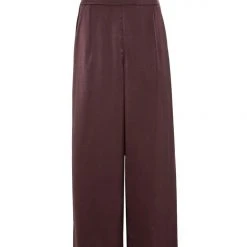Among The Brave Fashion Passion Chocolate Satin Flat Front Stretch Back Wide Leg Pant