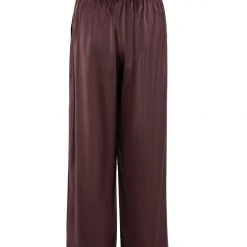 Among The Brave Fashion Passion Chocolate Satin Flat Front Stretch Back Wide Leg Pant