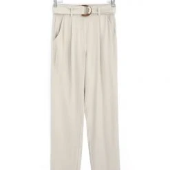 Among The Brave Fashion Pierre Sand Dune Soft Viscose Tapered Leg Belted Pant