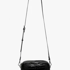 Status Anxiety Accessories Plunder Black Croc Cross Body Bag