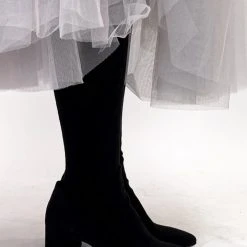 Minx Point Pop Knee High Black Suede Heeled Boot Accessories