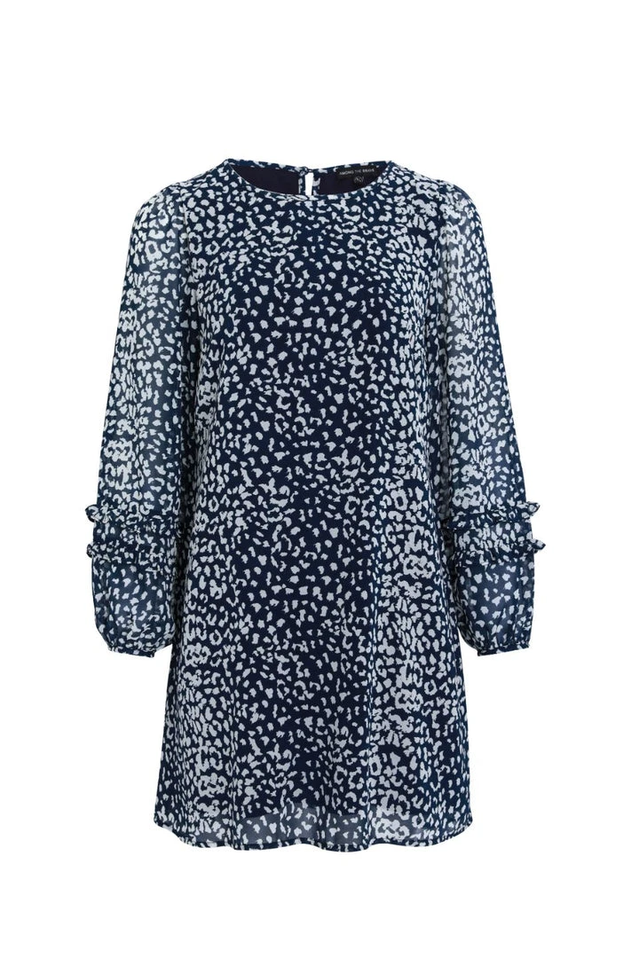 Among The Brave Fashion Poppy Navy Animal LS Double Frill Balloon Sleeve Mini Shift Dress 7 Among The Brave Fashion Poppy Navy Animal LS Double Frill Balloon Sleeve Mini Shift Dress