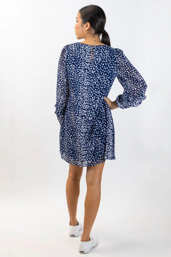 Among The Brave Fashion Poppy Navy Animal LS Double Frill Balloon Sleeve Mini Shift Dress 6 Among The Brave Fashion Poppy Navy Animal LS Double Frill Balloon Sleeve Mini Shift Dress