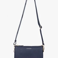Saben Tilly Multi Pocket Navy Leather Crossbody Clutch