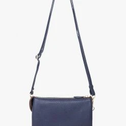 Saben Tilly Multi Pocket Navy Leather Crossbody Clutch