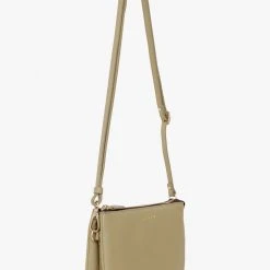 Saben Tilly Multi Pocket Tussock Pale Green Leather Crossbody Clutch
