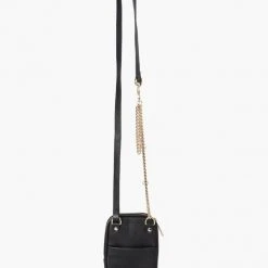 Federation Attached To Me Black Leather Gold Chain Phone Bag