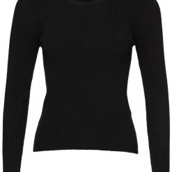 Ivy + Jack Radiant Black LS Rib Knit Crew Neck Top Fashion