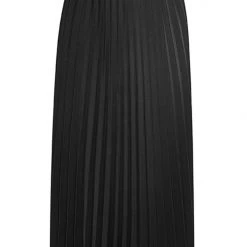 Ivy + Jack Radiant Black Washer Satin Pleated Midi Skirt