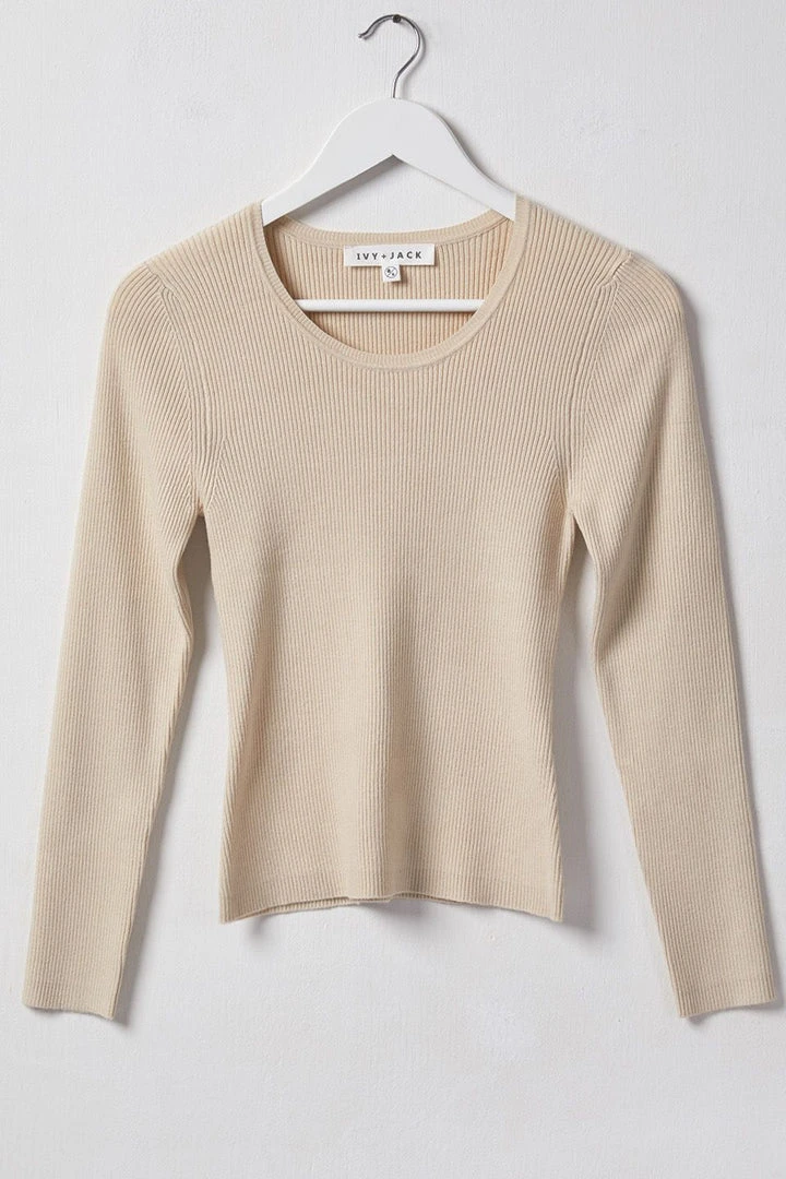 Ivy + Jack Radiant Cream LS Rib Knit Crew Neck Top 7 Ivy + Jack Radiant Cream LS Rib Knit Crew Neck Top