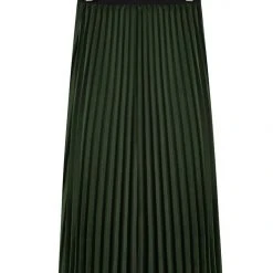 Ivy + Jack Fashion Radiant Khaki Washer Satin Pleated Midi Skirt