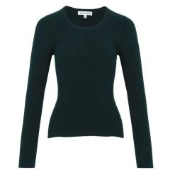 Ivy + Jack Radiant Deep Teal LS Rib Knit Crew Neck Top