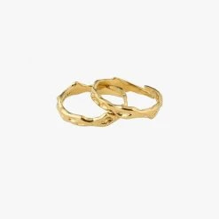 Pilgrim Rita Gold Beaten Double Ring