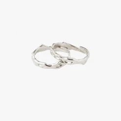 Pilgrim Rita Silver Beaten Double Ring