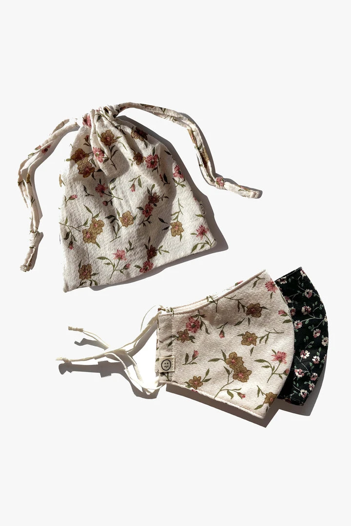 Personal Space Neutral Floral + Black Floral Face Mask Two Pack Accessories 4 Personal Space Neutral Floral + Black Floral Face Mask Two Pack Accessories