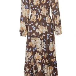 Ivy + Jack Ruby Mocha Floral LS Shirred Bodice Tiered Midi Dress Fashion 11 Ivy + Jack Ruby Mocha Floral LS Shirred Bodice Tiered Midi Dress Fashion