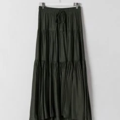 Among The Brave Sensational Dark Khaki Tiered Satin Tie Waist Maxi Skirt 13 Among The Brave Sensational Dark Khaki Tiered Satin Tie Waist Maxi Skirt