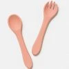 Over The Dandelions Silicone Fork And Spoon Set Dixie Pink