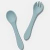 Over The Dandelions Home & Beauty Silicone Fork And Spoon Set Blue Rain