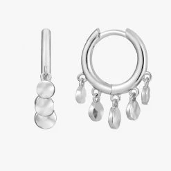 Ania Haie Accessories Ear We Go Mini Hanging Disc Silver Huggie Hoops Earrings