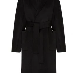 Birds Of A Feather Celine Black 100% Merino Wool Longline Coat Fashion