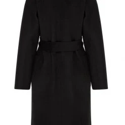 Birds Of A Feather Celine Black 100% Merino Wool Longline Coat Fashion