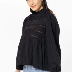 Seeking Lola Fashion Desire Black Lace Front LS Top