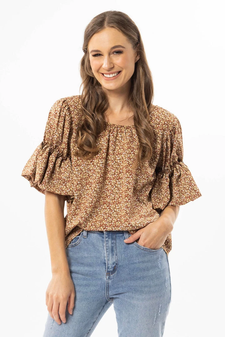 Seeking Lola Fashion Vibrant Red Ditsy Bubble Frilled SS Top 3 Seeking Lola Fashion Vibrant Red Ditsy Bubble Frilled SS Top