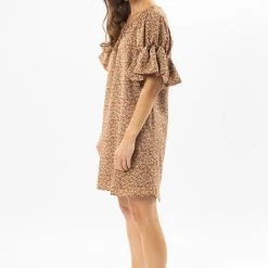 Seeking Lola Fashion Gratitude Red Ditsy Bubble Frilled SS Shift Dress