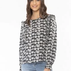 Seeking Lola Resillient Marigold Petal LS Frill Top