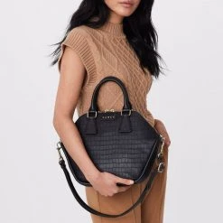 Saben Accessories Liv Black Croc Leather Hand Bag