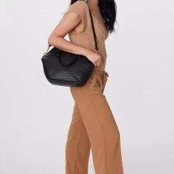 Saben Accessories Liv Black Croc Leather Hand Bag