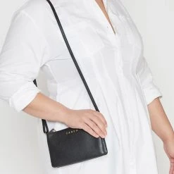 Saben Accessories Tilly Multi Pocket Black Leather Crossbody Clutch