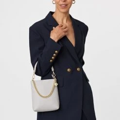 Saben Suit Separates Coco Glacier Leather Bucket Bag With Gold Chain Detail