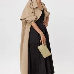 Saben Tilly Multi Pocket Tussock Pale Green Leather Crossbody Clutch