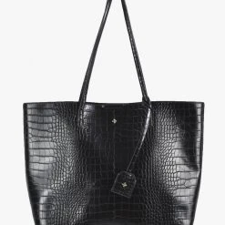 Peta + Jain Saint Black Croc Vegan Leather Tote Bag