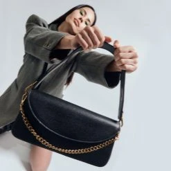 Rey Accessories Save The Date Black Baguette Bag