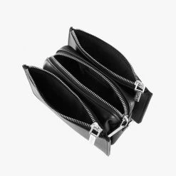 Nakedvice Scotti Silver Black Leather Double Zip Thick Strap Crossbody Bag 10 Nakedvice Scotti Silver Black Leather Double Zip Thick Strap Crossbody Bag