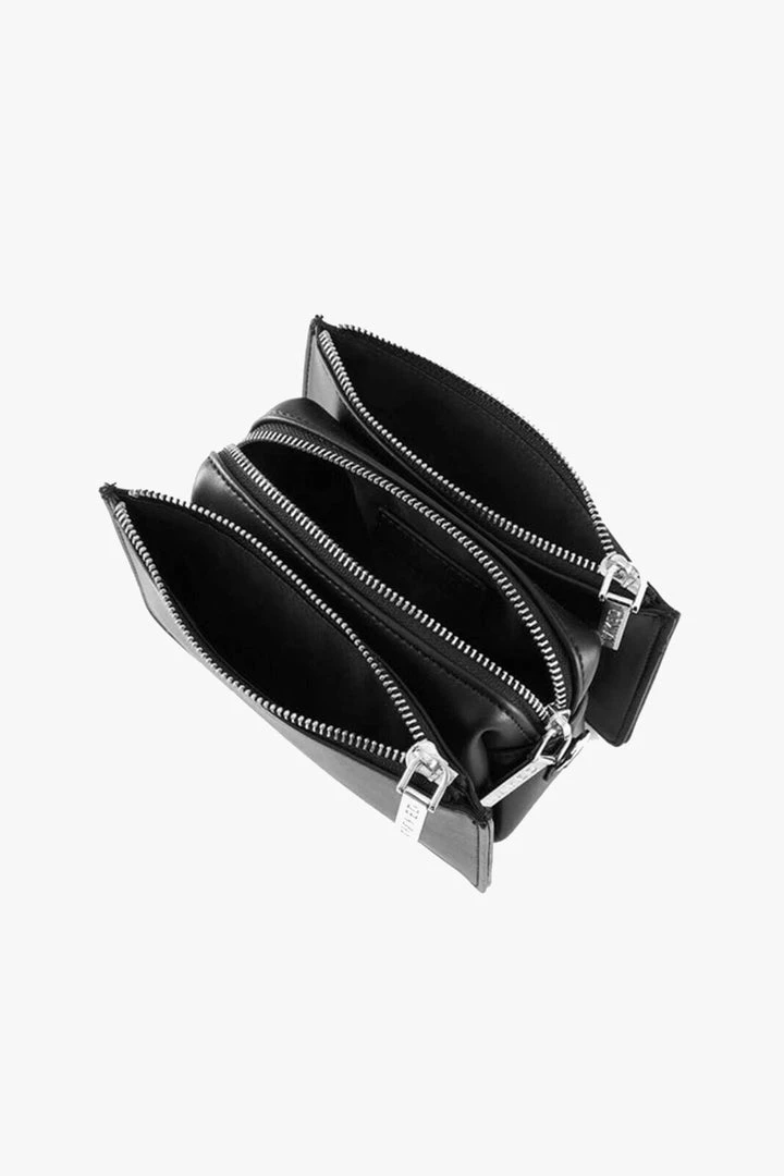 Nakedvice Scotti Silver Black Leather Double Zip Thick Strap Crossbody Bag 6 Nakedvice Scotti Silver Black Leather Double Zip Thick Strap Crossbody Bag