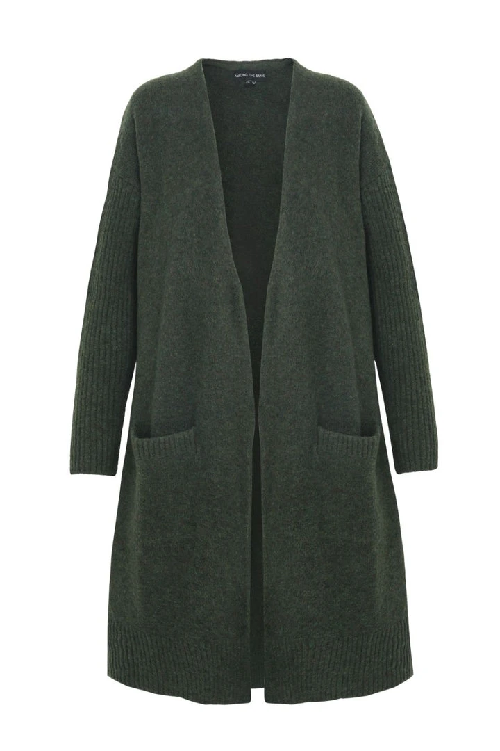 Among The Brave Secure Dark Khaki Longline Cardigan Fashion 6 Among The Brave Secure Dark Khaki Longline Cardigan Fashion