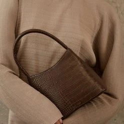 Brie Leon Chloe Top Handle Chocolate Matte Croc Bag Accessories