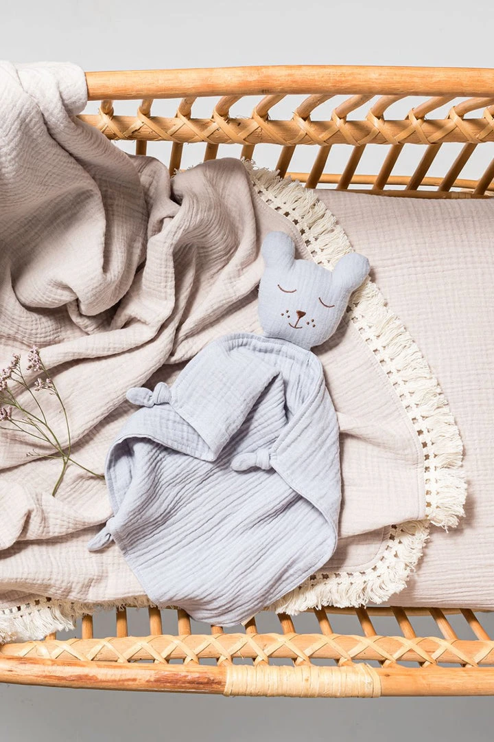 Over The Dandelions Organic Muslin Sleepy Bear Lovey Frost Home & Beauty 4 Over The Dandelions Organic Muslin Sleepy Bear Lovey Frost Home & Beauty