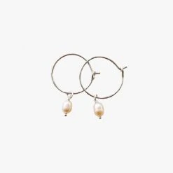 Audrey Loves Ruby Small Pearl Sterling Silver Hoop Earrings Accessories